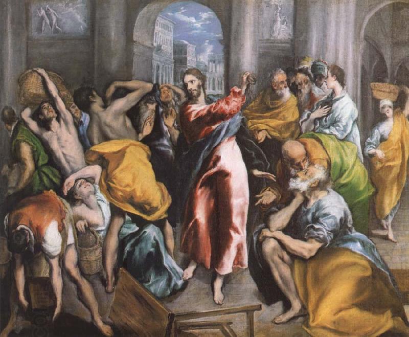 El Greco The Christ is driving businessman in the fane